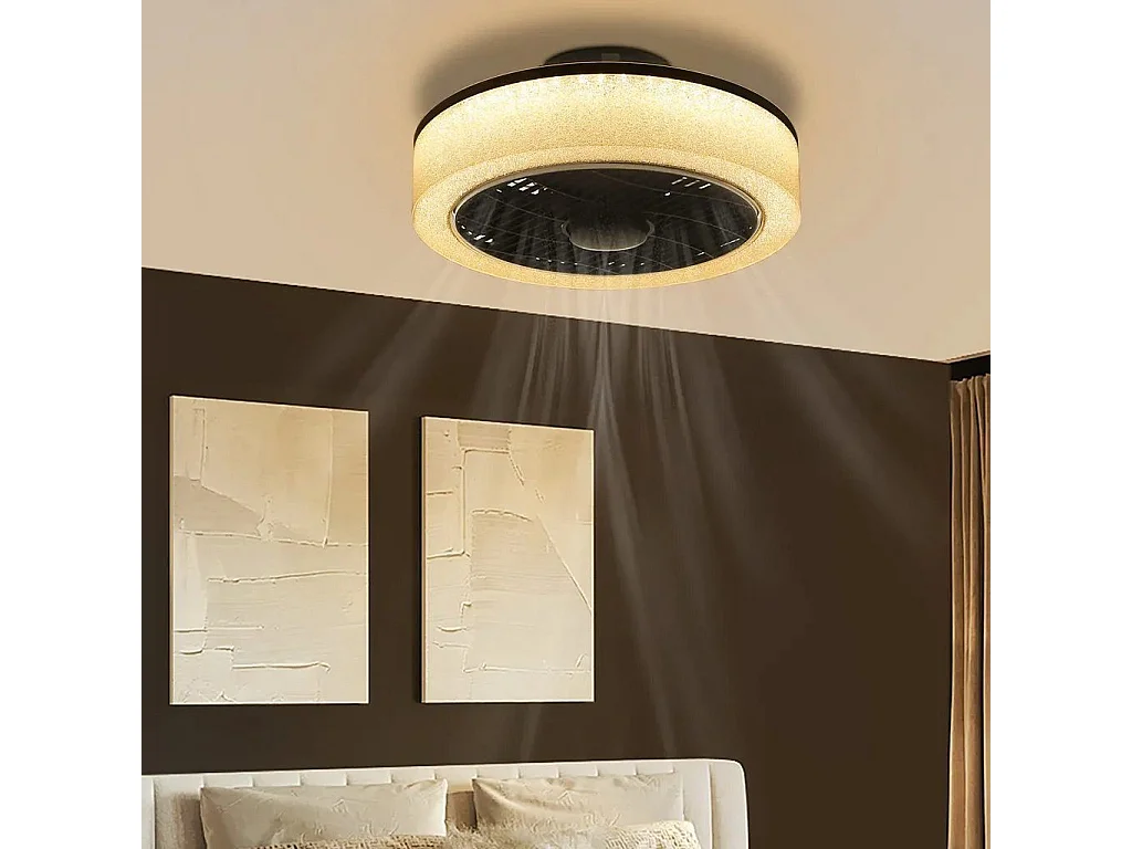 ZMH Ventilateur de plafond led Télécommande 34W Silencieux avec  Dimmable Minuterie Pour Salon Salle à Manger Chambre