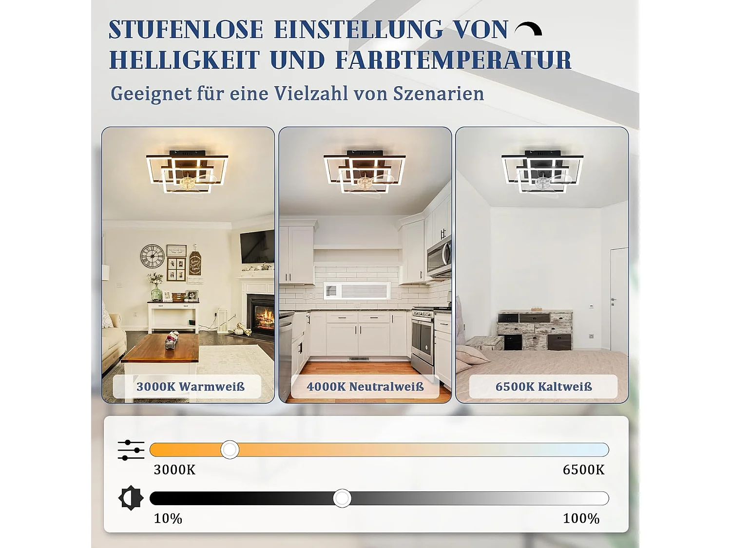 ZMH Ventilateur de plafond LED noir moderne silencieux avec éclairage avec télécommande intensité variable avec minuterie pour salon cuisine