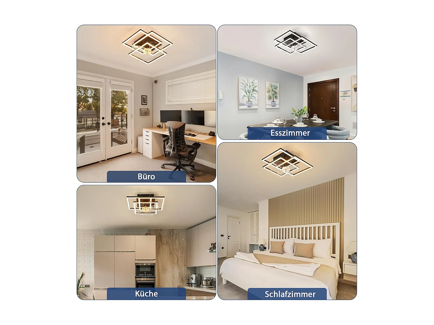 ZMH Ventilateur de plafond LED noir moderne silencieux avec éclairage avec télécommande intensité variable avec minuterie pour salon cuisine