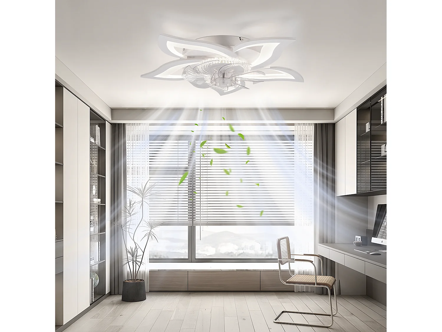 ZMH Ventilateur de plafond LED 48W Blanc - Silencieux avec Télécommande Dimmable 3 Températures 6 Vitesses Timer - Pour Chambre