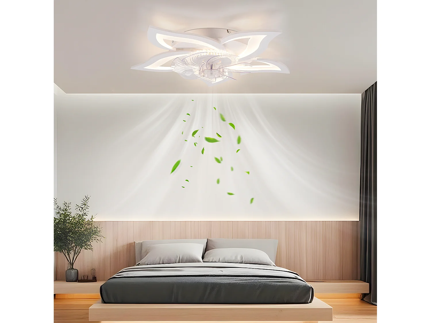 ZMH Ventilateur de plafond LED 48W Blanc - Silencieux avec Télécommande Dimmable 3 Températures 6 Vitesses Timer - Pour Chambre