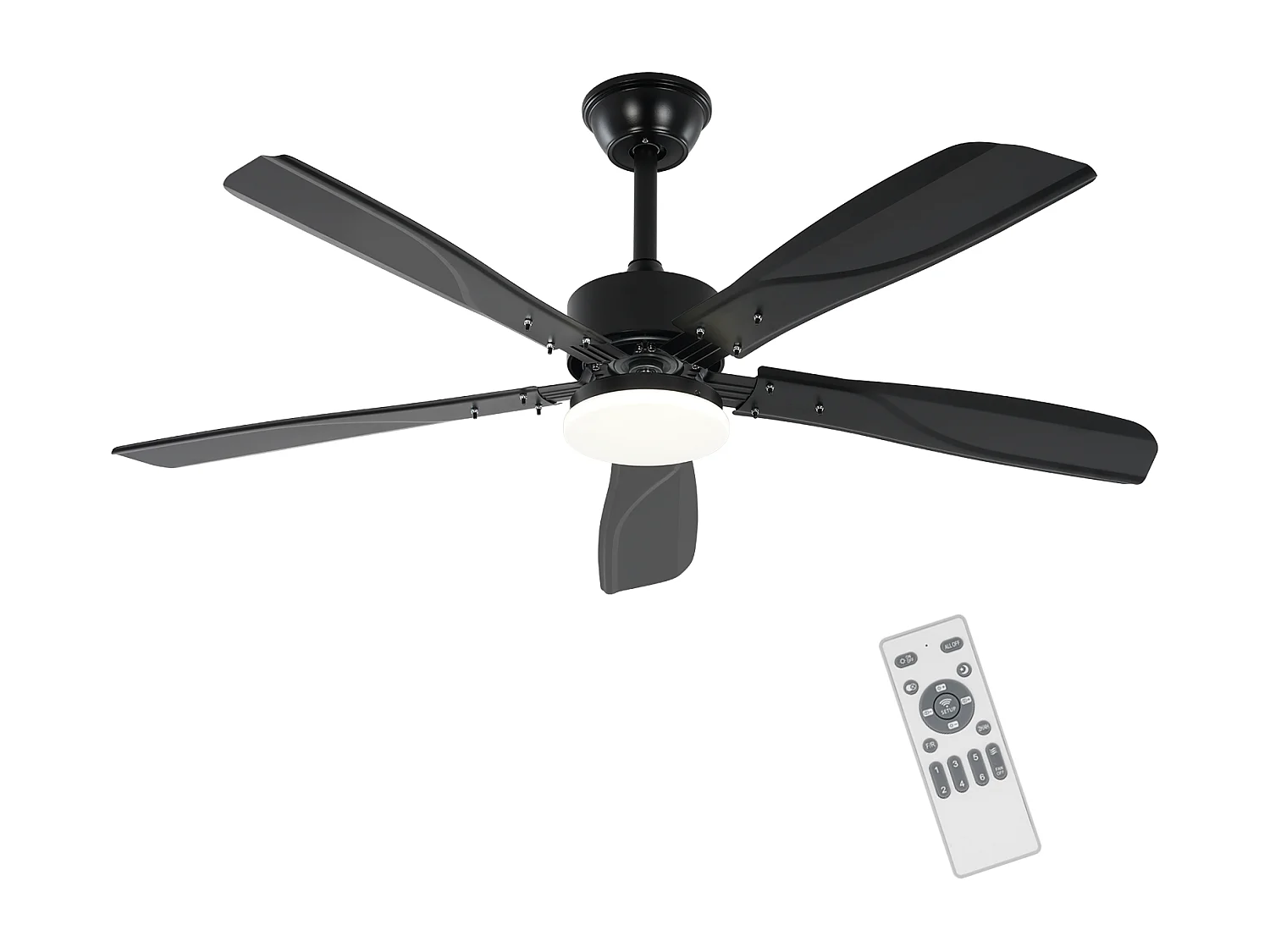 ZMH Ventilateur de plafond noir avec éclairage LED silencieux et réglable 23 W