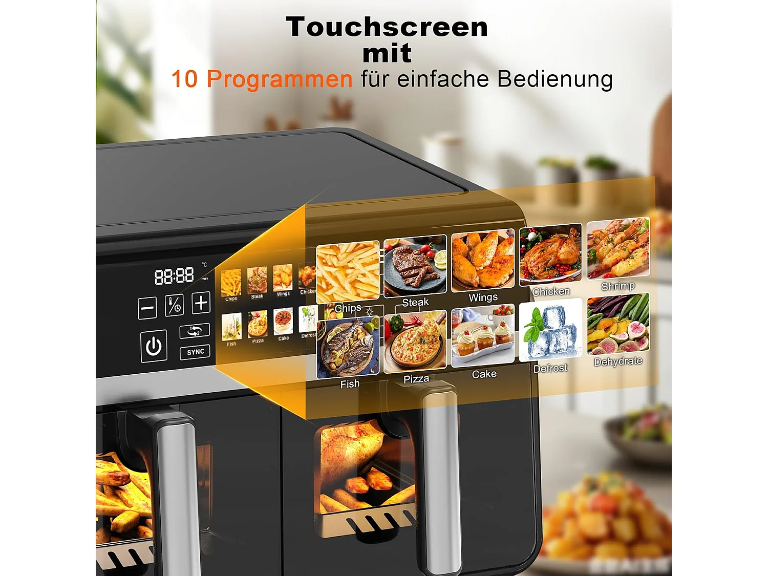 ZMH Friteuse chaud double zone 10L 2200W écran tactile avec fenêtre de visualisation compatible lave-vaisselle
