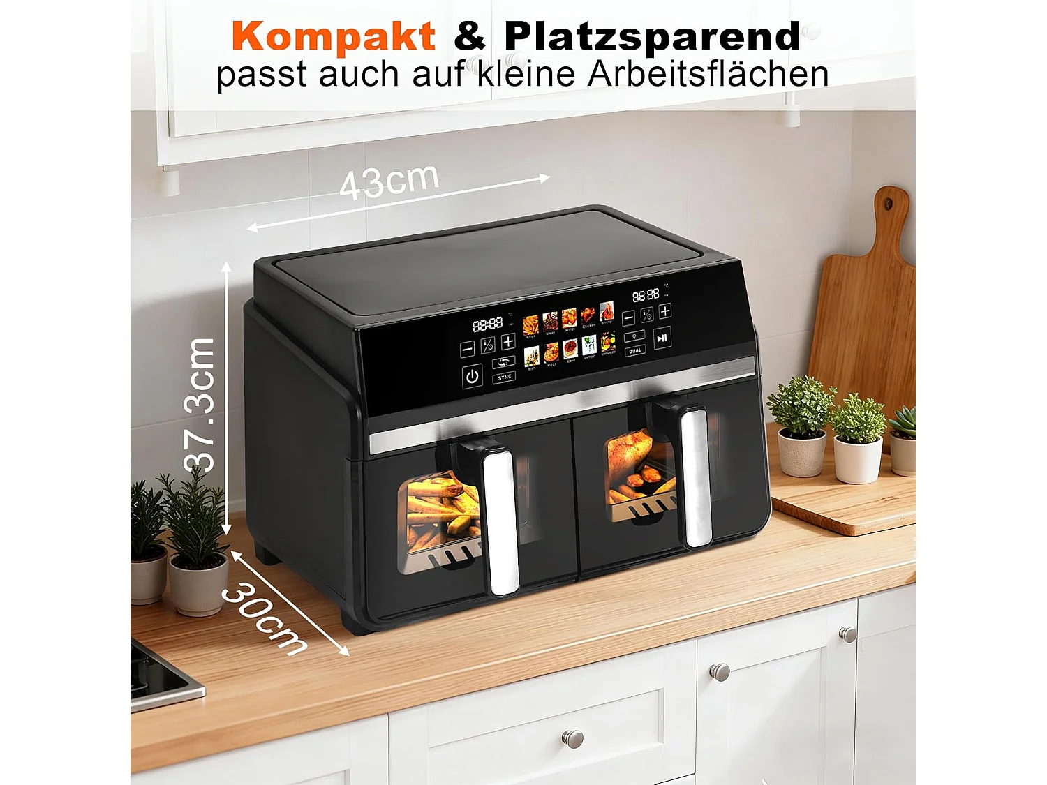 ZMH Friteuse chaud double zone 10L 2200W écran tactile avec fenêtre de visualisation compatible lave-vaisselle