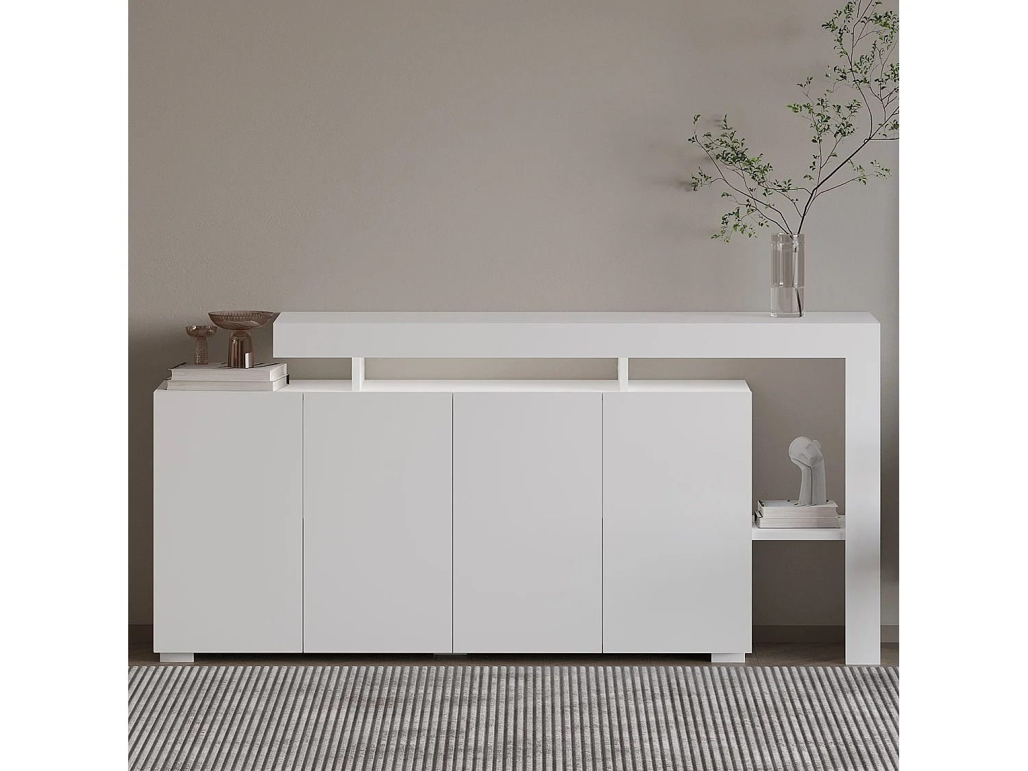 Buffet en bois "Beliz" - 170 x 35 x 80 cm - Blanc