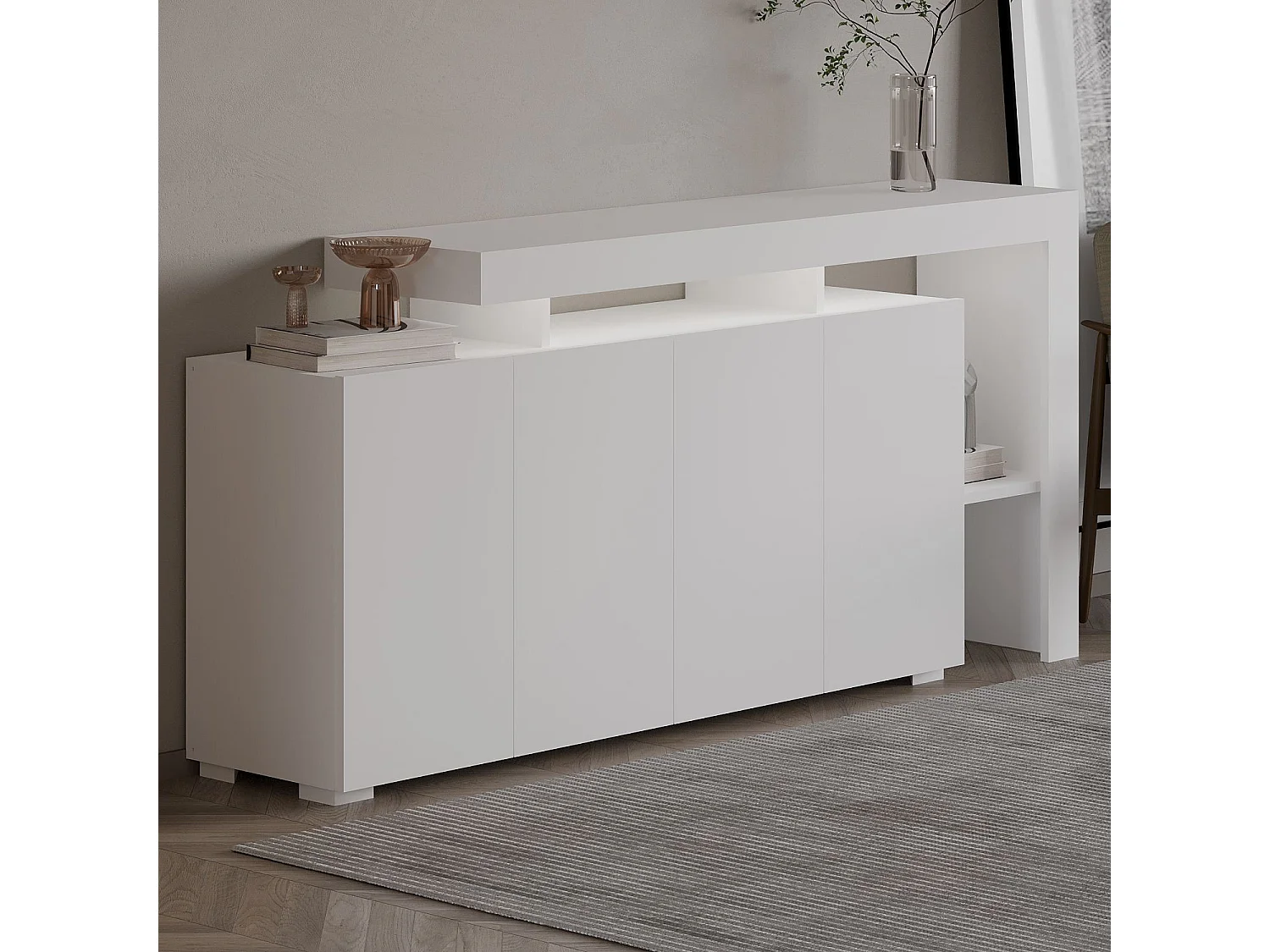Buffet en bois "Beliz" - 170 x 35 x 80 cm - Blanc