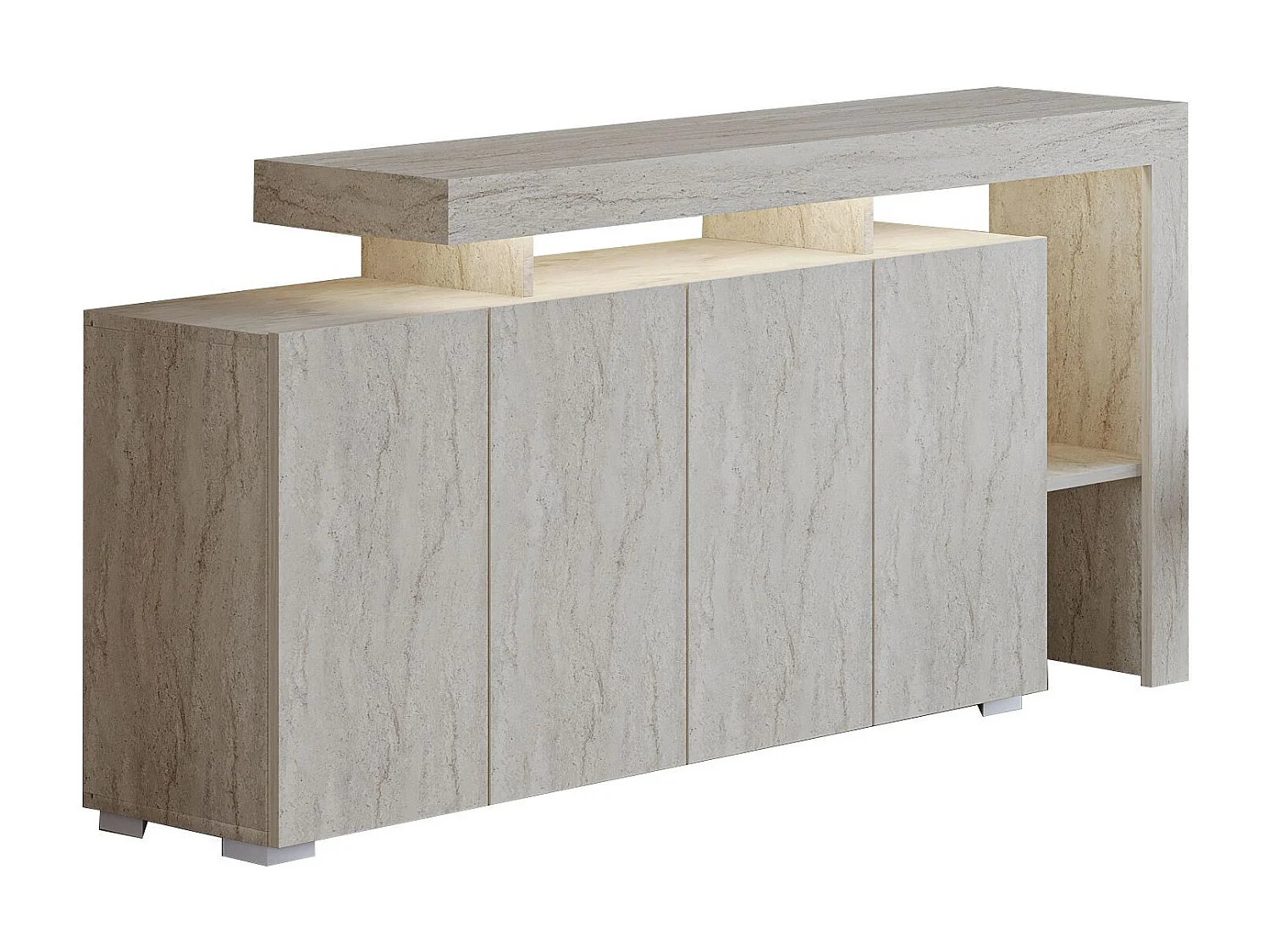 Buffet en bois "Beliz" - 170 x 35 x 80 cm - Travertin