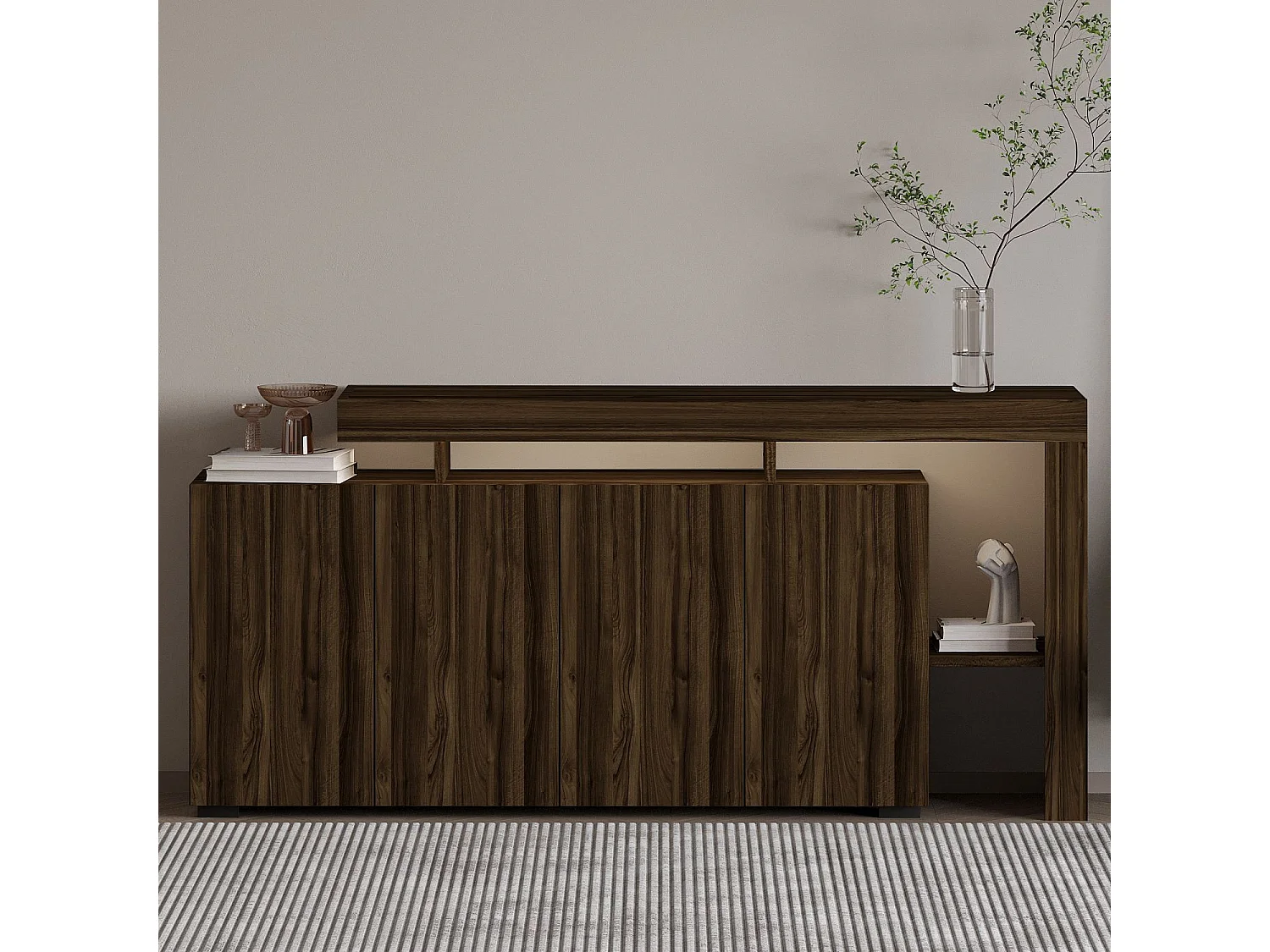 Buffet en bois "Beliz" - 170 x 35 x 80 cm - Noyer