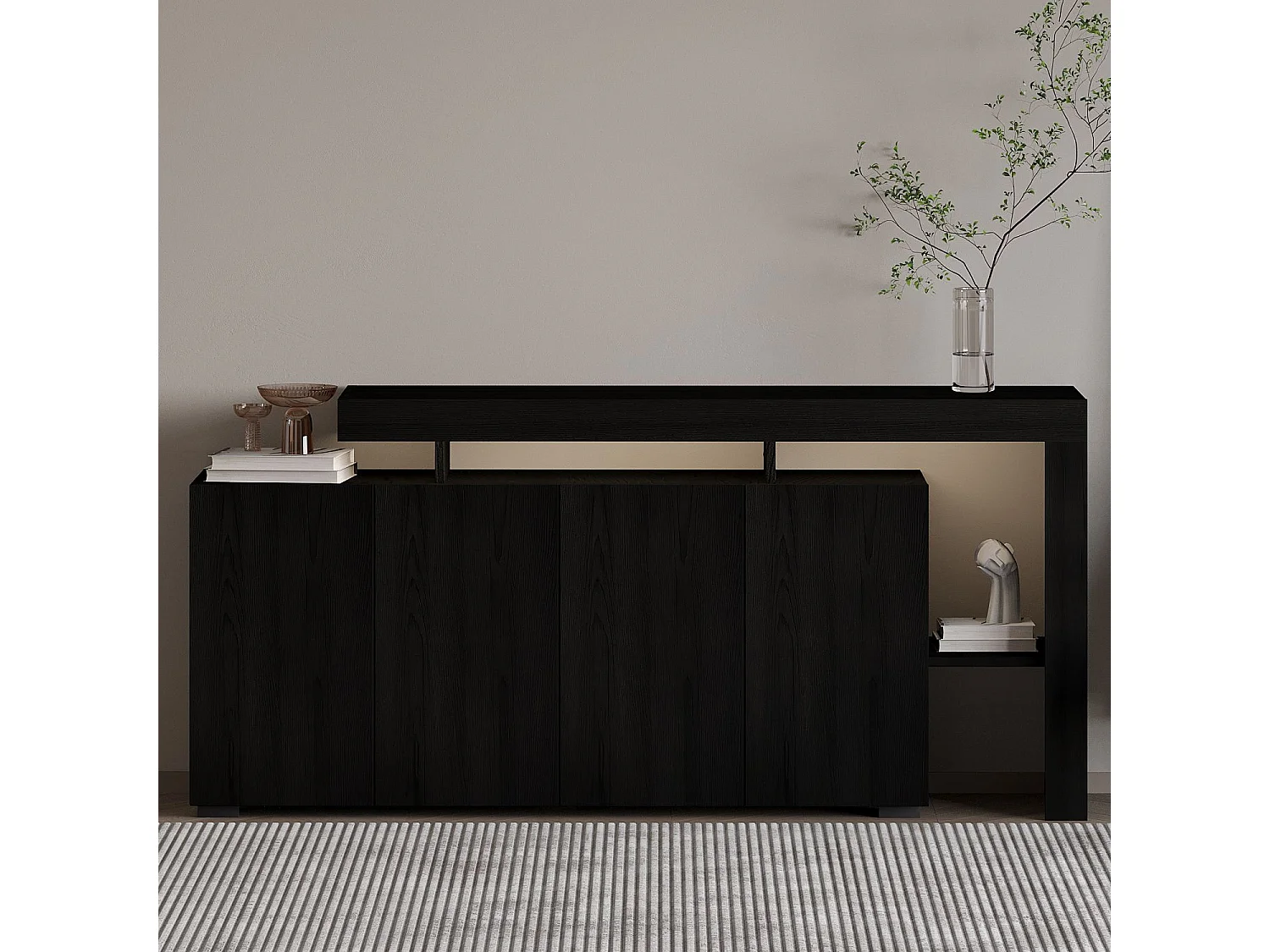 Buffet en bois "Beliz" - 170 x 35 x 80 cm - Bois Noir
