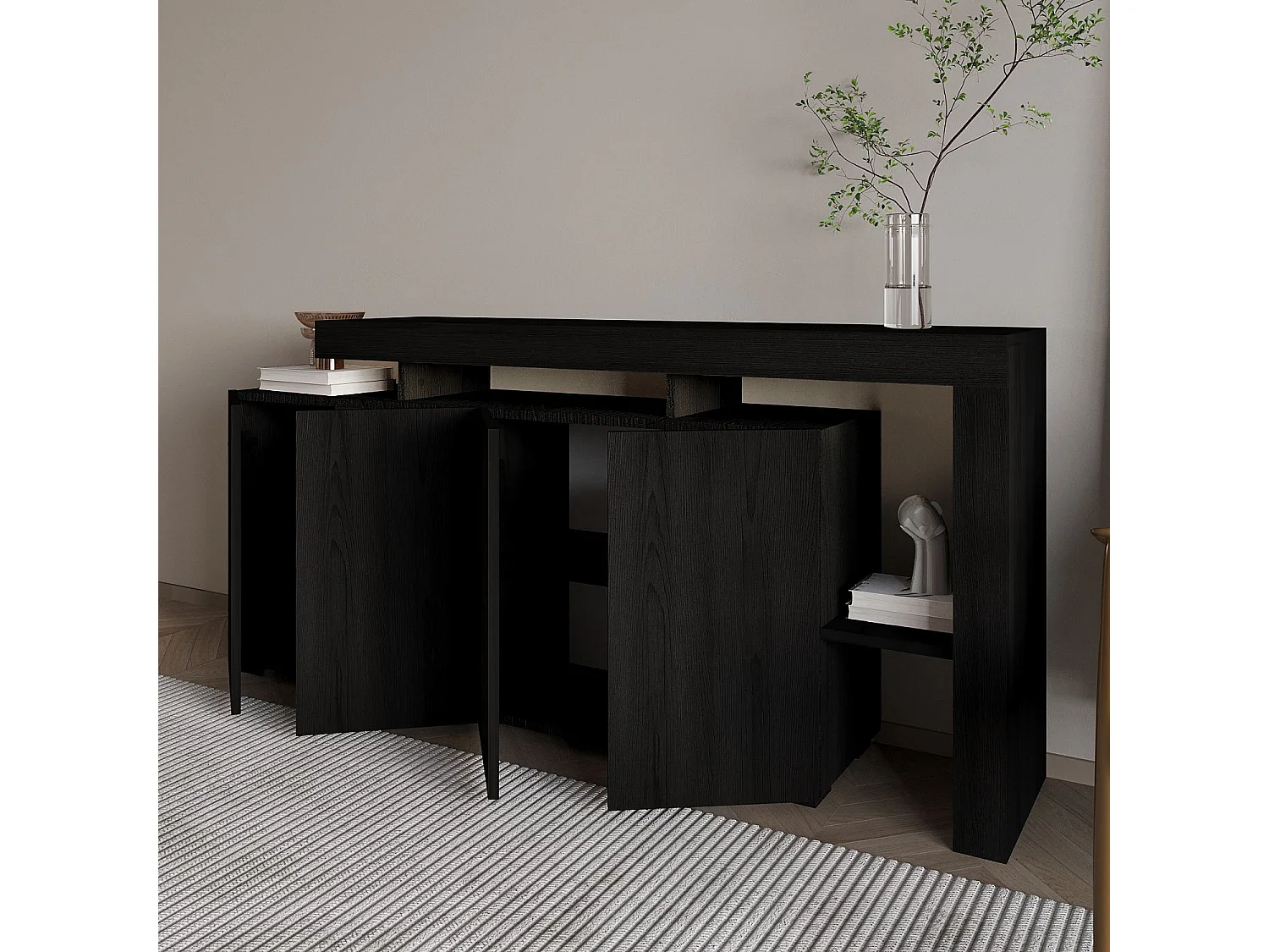 Buffet en bois "Beliz" - 170 x 35 x 80 cm - Bois Noir