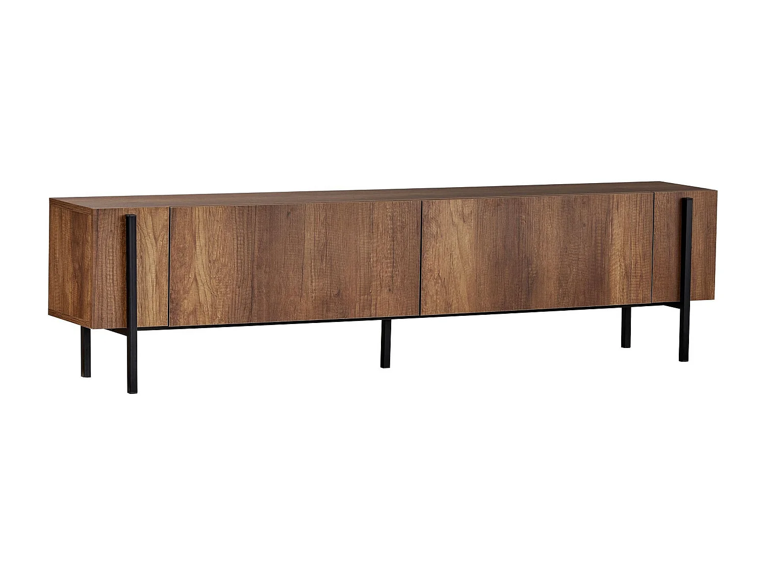 TV-Möbel aus Holz "Nexus" - 180 x 30 x 45 cm - Nussbaum Barock / Schwarz