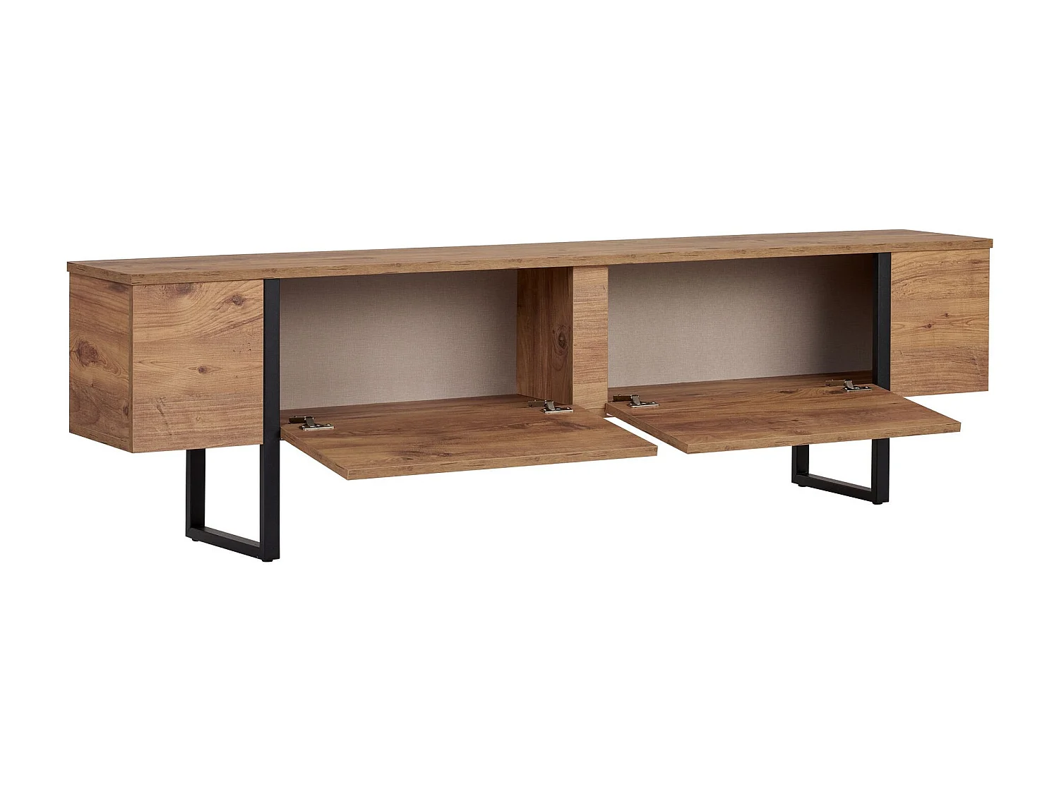 TV-Möbel aus Holz "Onera" - 180 x 30 x 50 cm - Atlantikkiefer / Schwarz