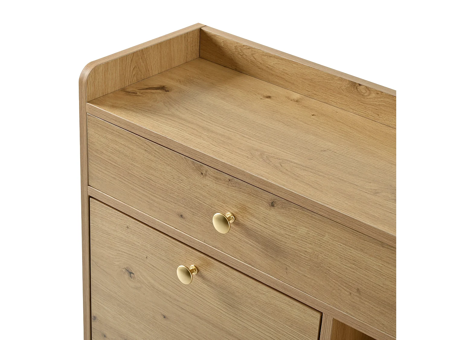 Meuble à chaussures effet bois 4 abattants, 2 tiroirs, 3 niches 110x26x100cm