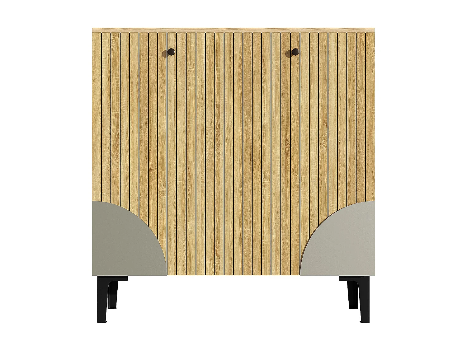 Meuble à chaussures effet bois avec 3 portes cannelées 90x32x94cm