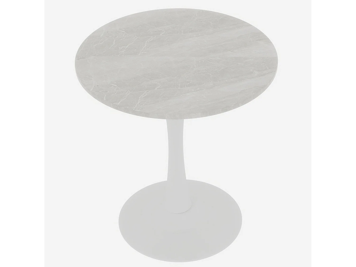 Table de salle à manger ronde effet marbre blanc 2-4 personnes, 70 cm