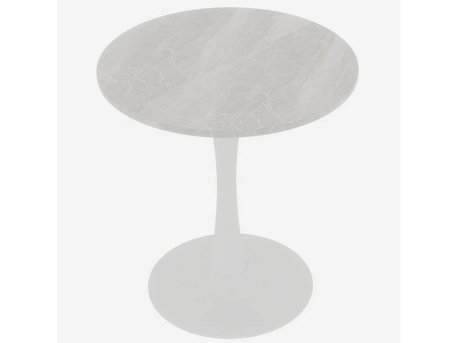 Table de salle à manger ronde effet marbre blanc 2-4 personnes, 70 cm
