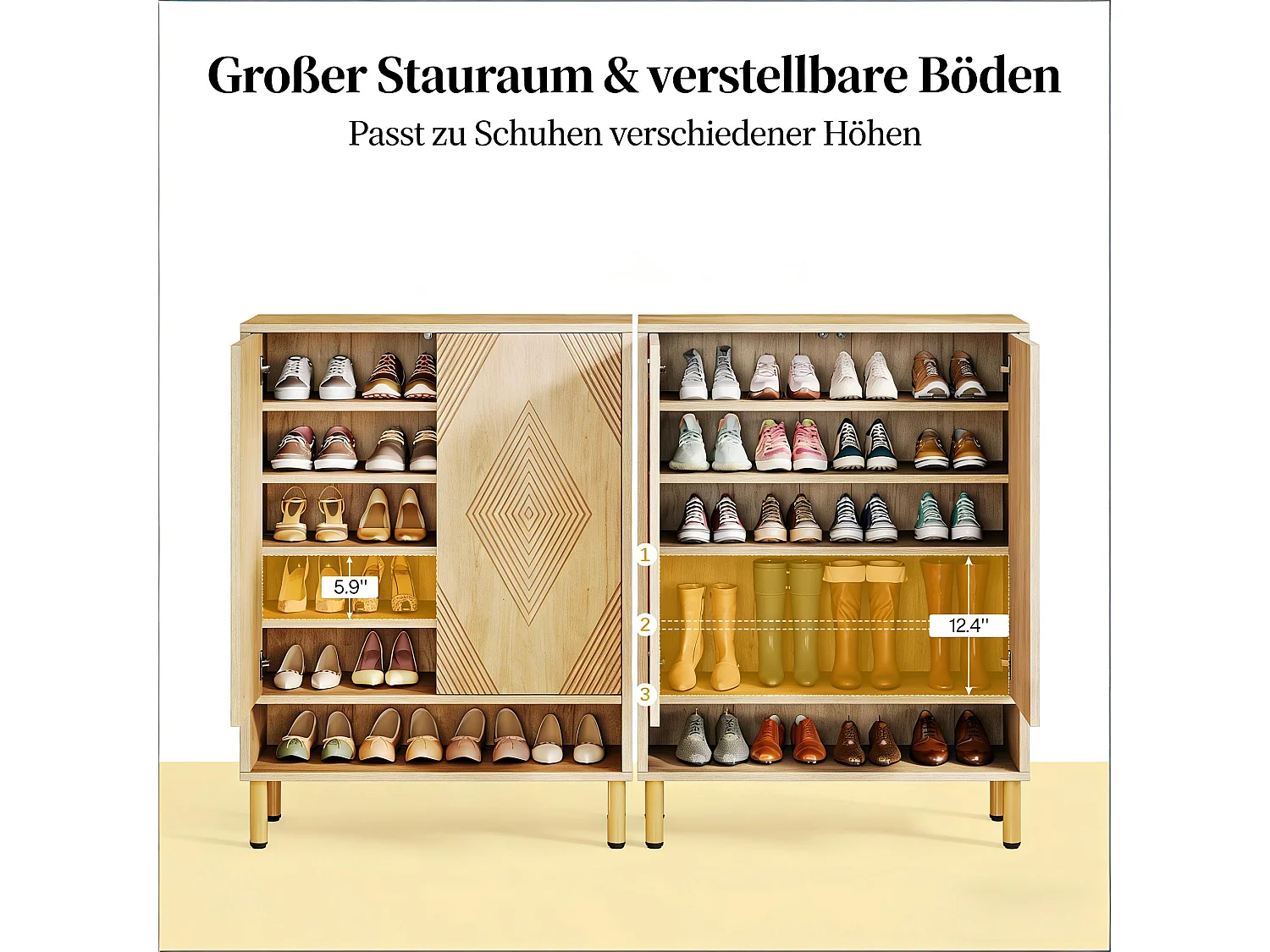 Meuble à chaussures effet bois motif géométrique 7 niveaux grande capacité 73x35x115cm