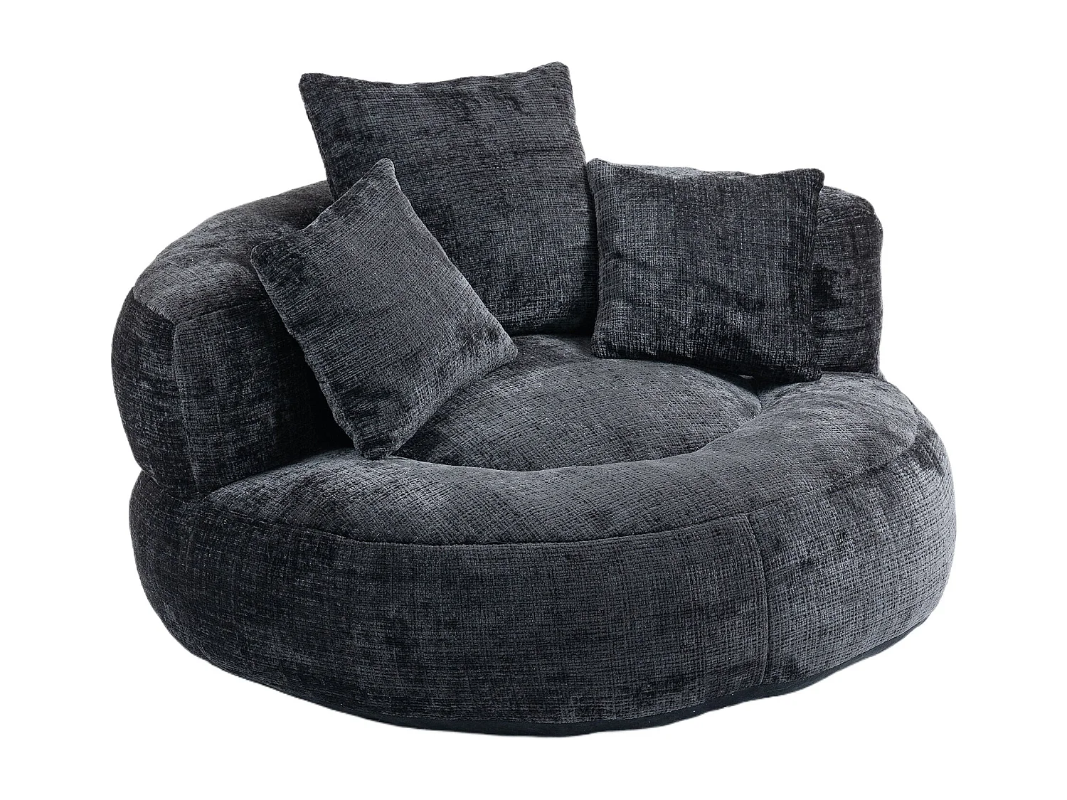 Canapé chauffeuse fauteuil rond en velours chenille noir fauteuil lounge Lazy Sofa