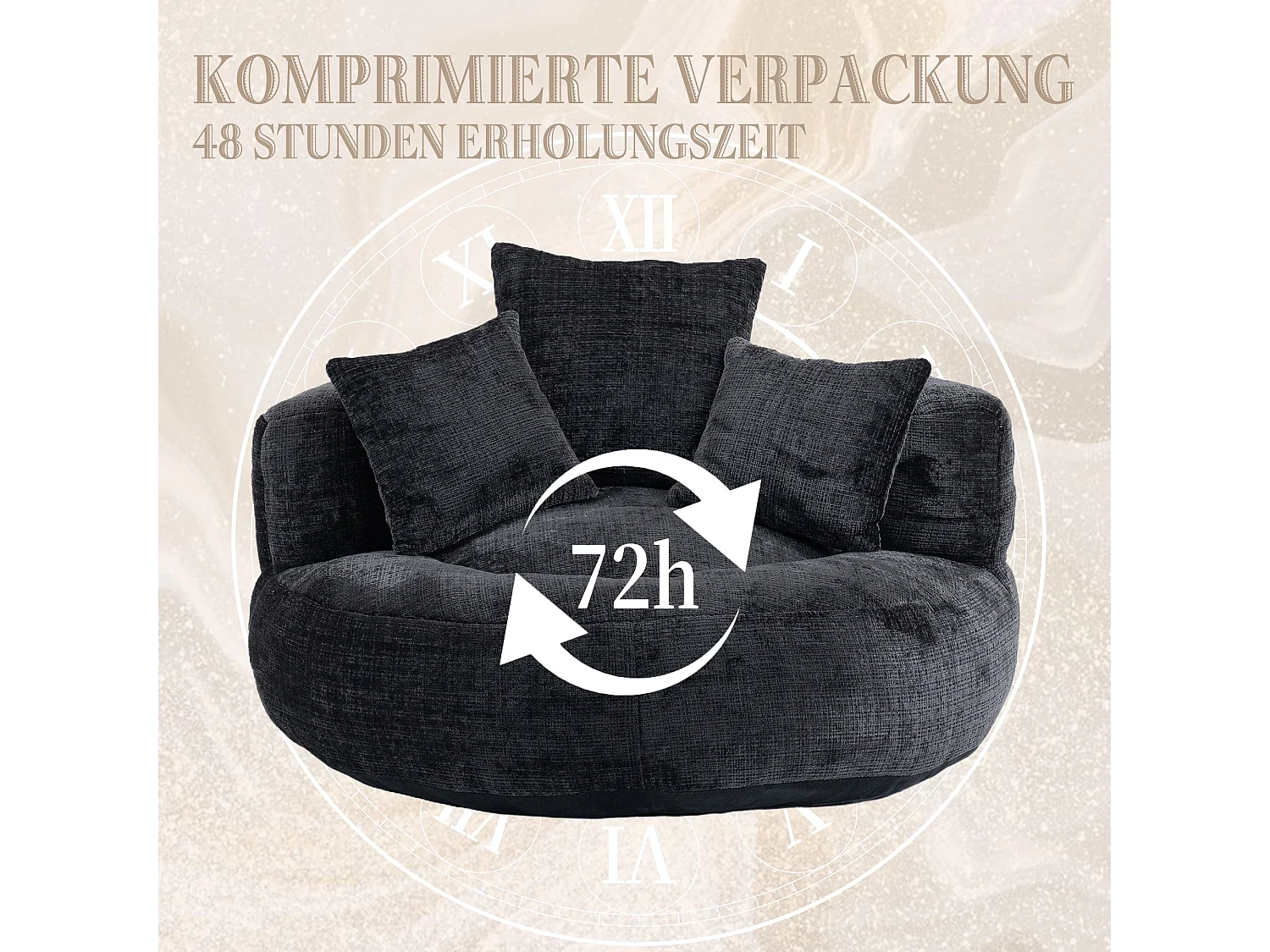 Canapé chauffeuse fauteuil rond en velours chenille noir fauteuil lounge Lazy Sofa