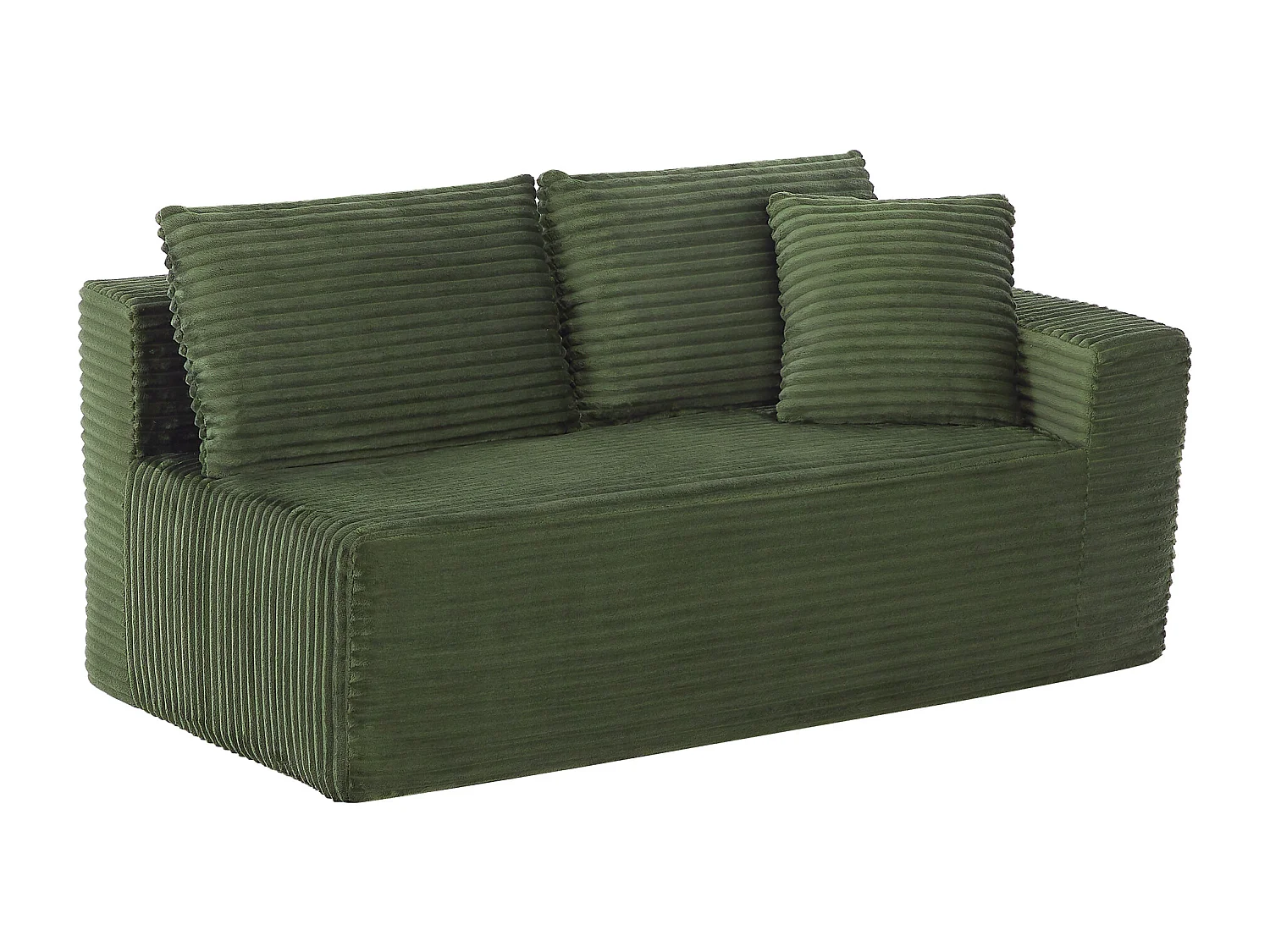 Canapé d'angle 3 places modulable L-shape vert, mousse mémoire sans montage