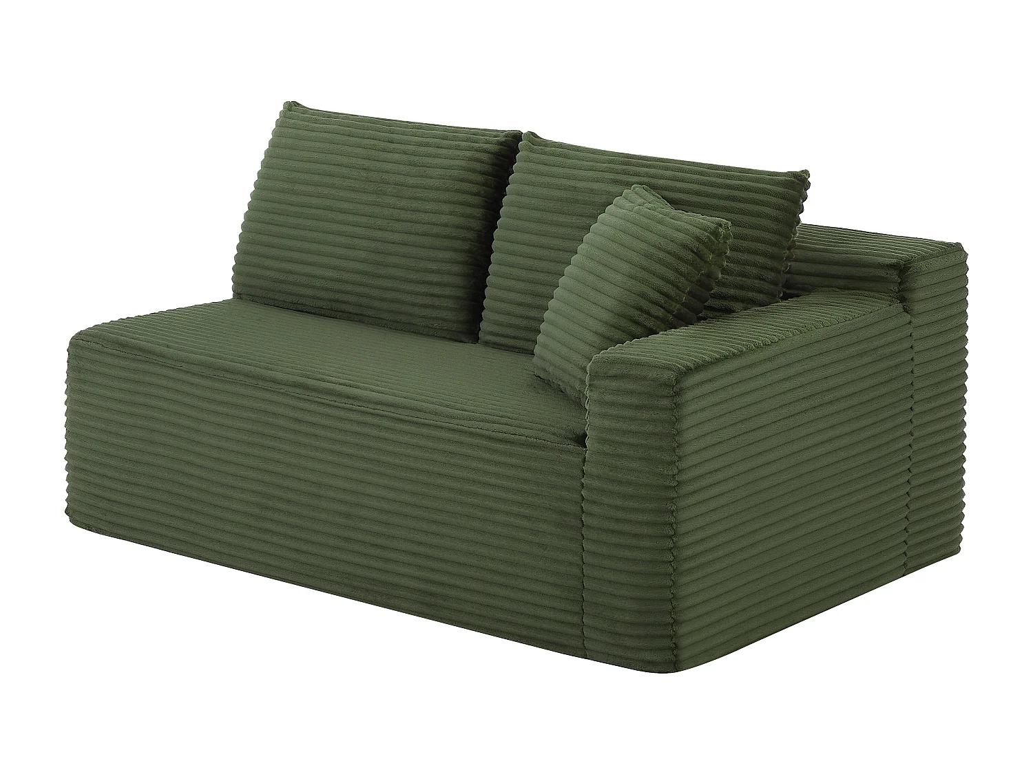 Canapé d'angle 3 places modulable L-shape vert, mousse mémoire sans montage