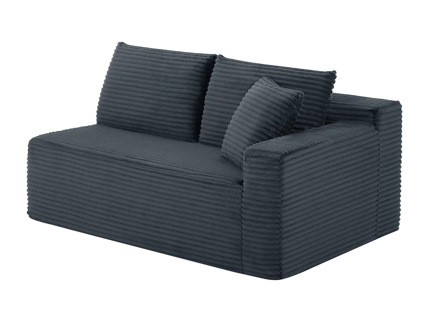 Canapé d'angle modulable 3 places, mousse mémoire, tissu gris foncé