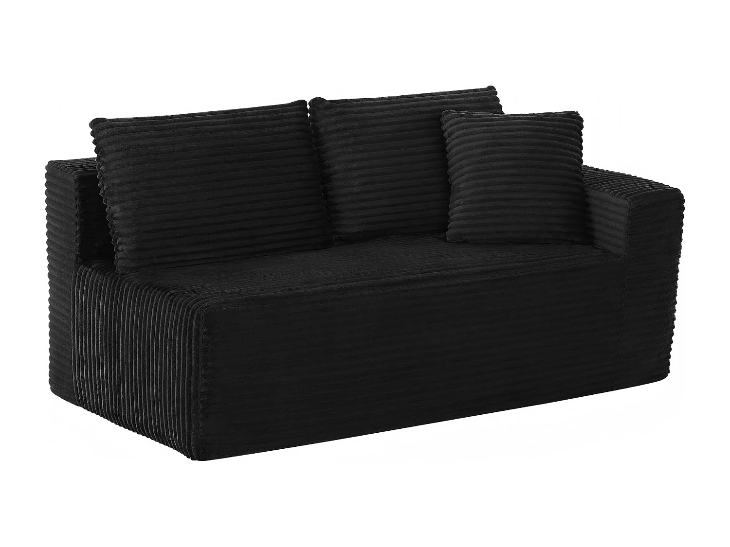 Canapé d'angle modulable 3 places, mousse mémoire, tissu noir