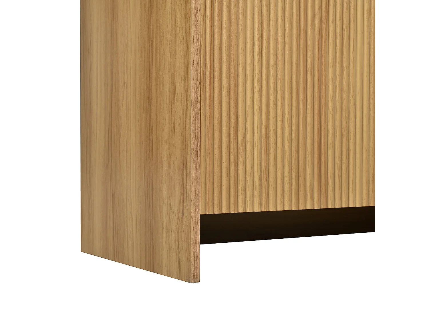 Bibliothèque effet bois arche vitrine verre portes cannelées 78x40x176cm