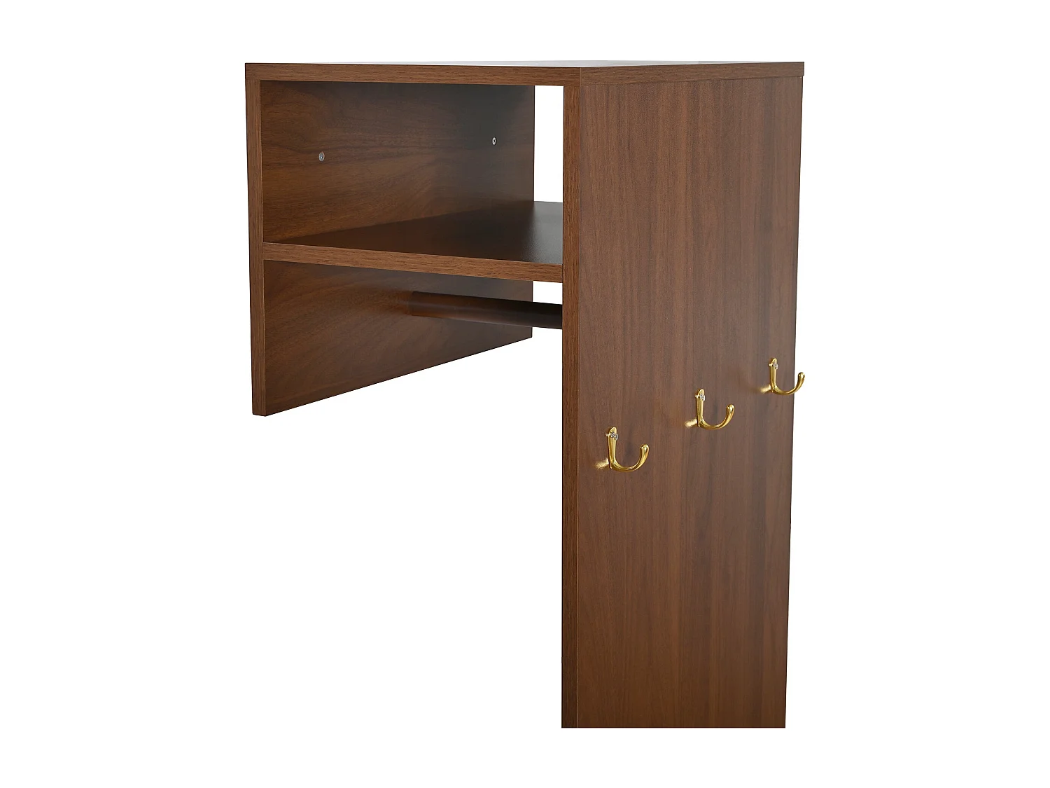 Vestiaire d'entrée effet bois noyer compacte, penderie et meuble à chaussures 115x38,5x191,5cm