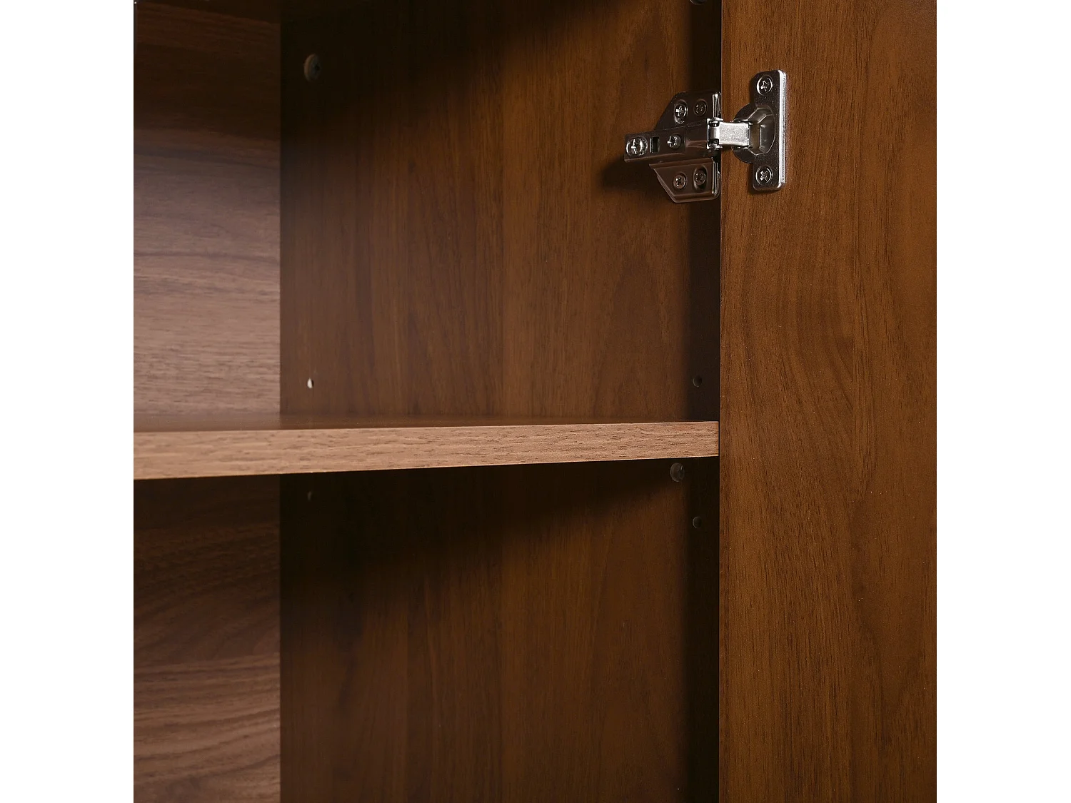 Vestiaire d'entrée effet bois noyer compacte, penderie et meuble à chaussures 115x38,5x191,5cm