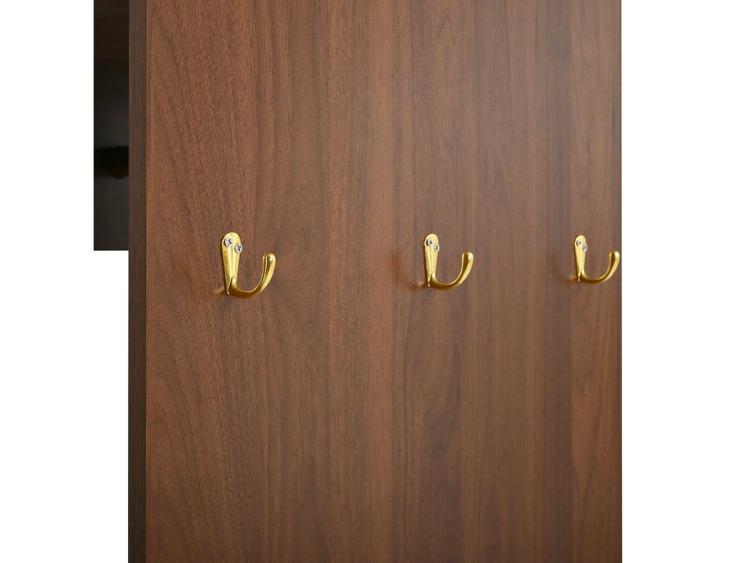 Vestiaire d'entrée effet bois noyer compacte, penderie et meuble à chaussures 115x38,5x191,5cm