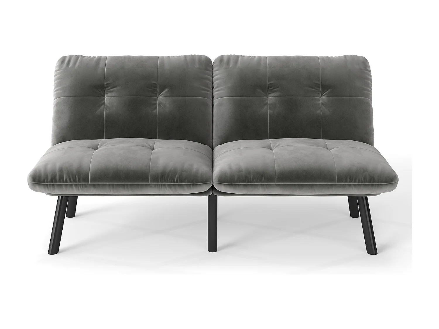 Canapé lit banquette convertible futon CLIC-CLAC en tissu velours gris