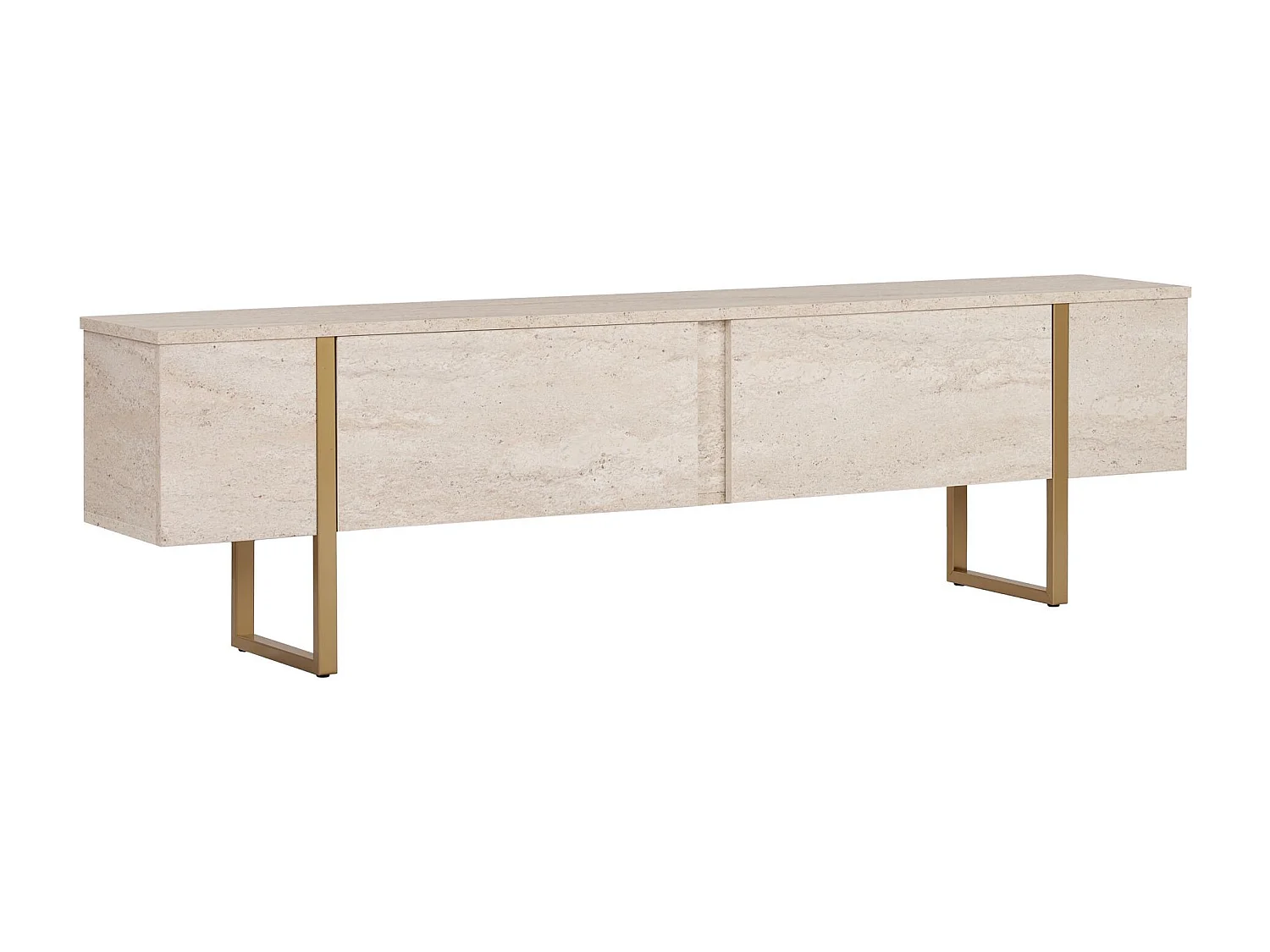 TV-Möbel aus Holz "Onera" - 180 x 30 x 50 cm - Travertin / Gold