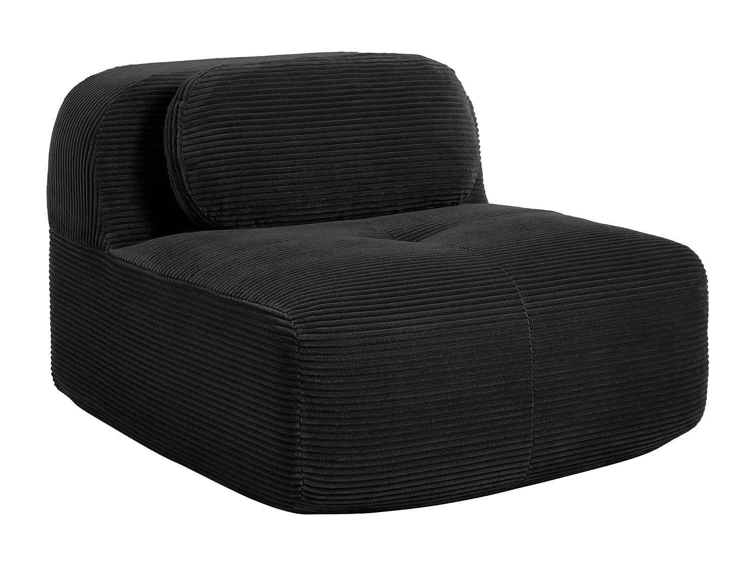 Canapé fauteuil modulable sans accoudoirs en velours côtelé noir 90x103cm