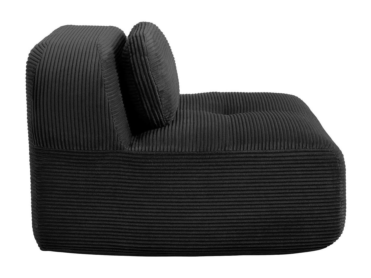 Canapé fauteuil modulable sans accoudoirs en velours côtelé noir 90x103cm