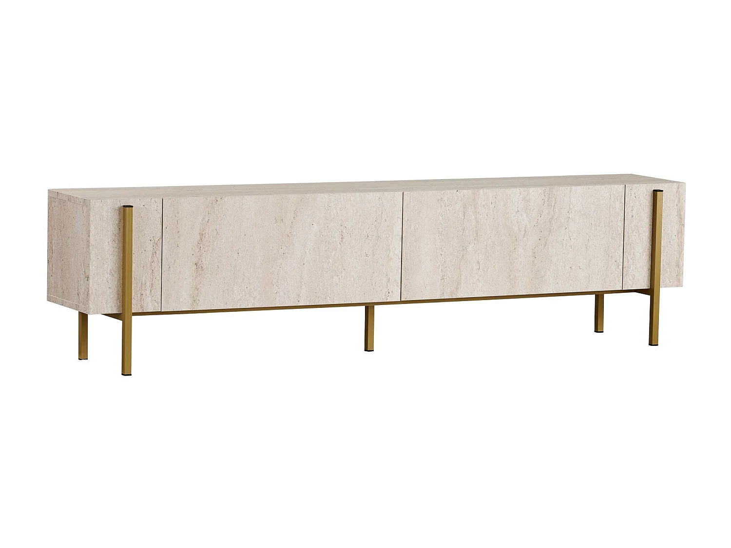 TV-Möbel aus Holz "Nexus" - 180 x 30 x 45 cm - Travertin / Gold