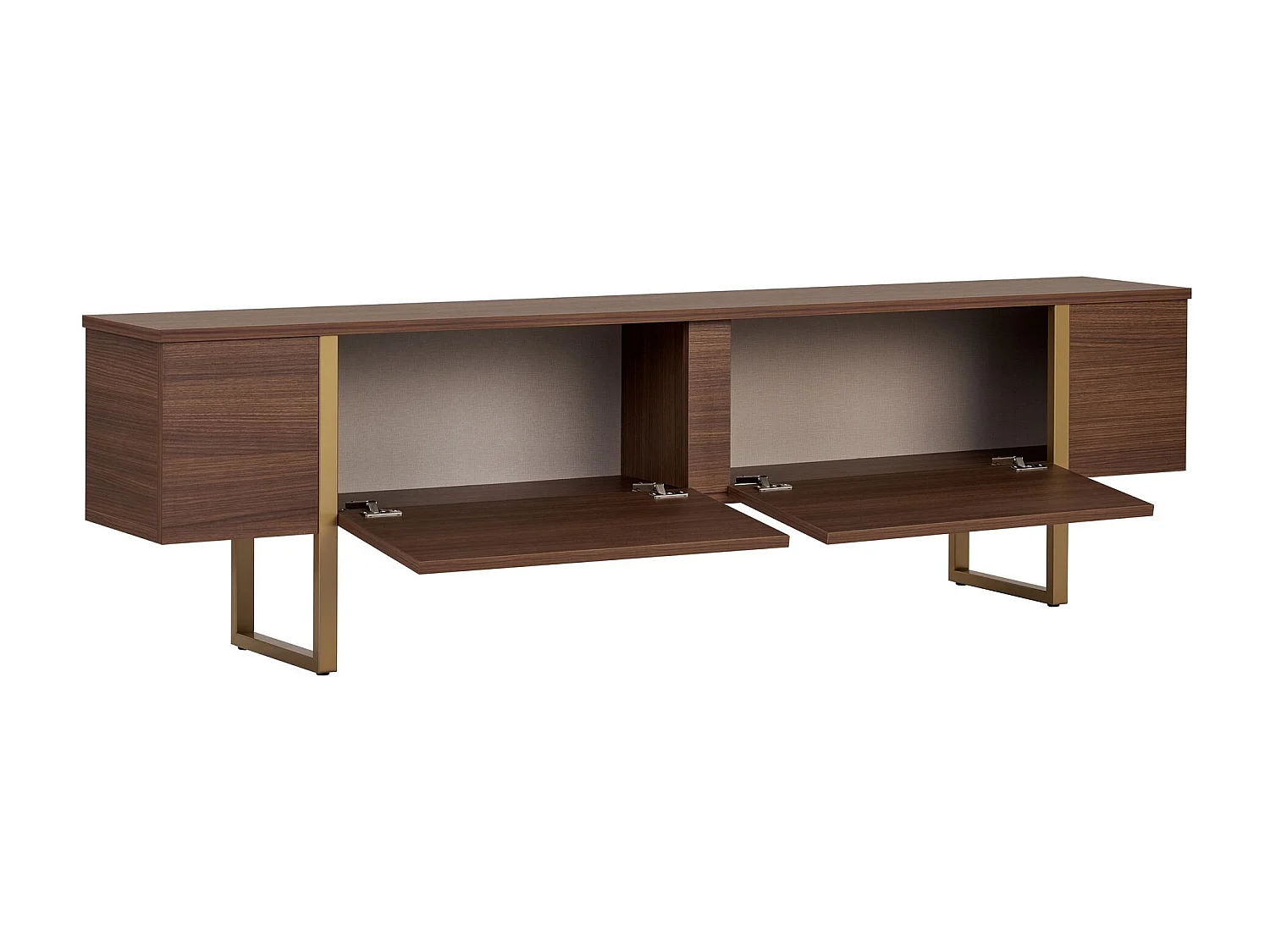 TV-Möbel aus Holz "Onera" - 180 x 30 x 50 cm - Nussbaum / Gold