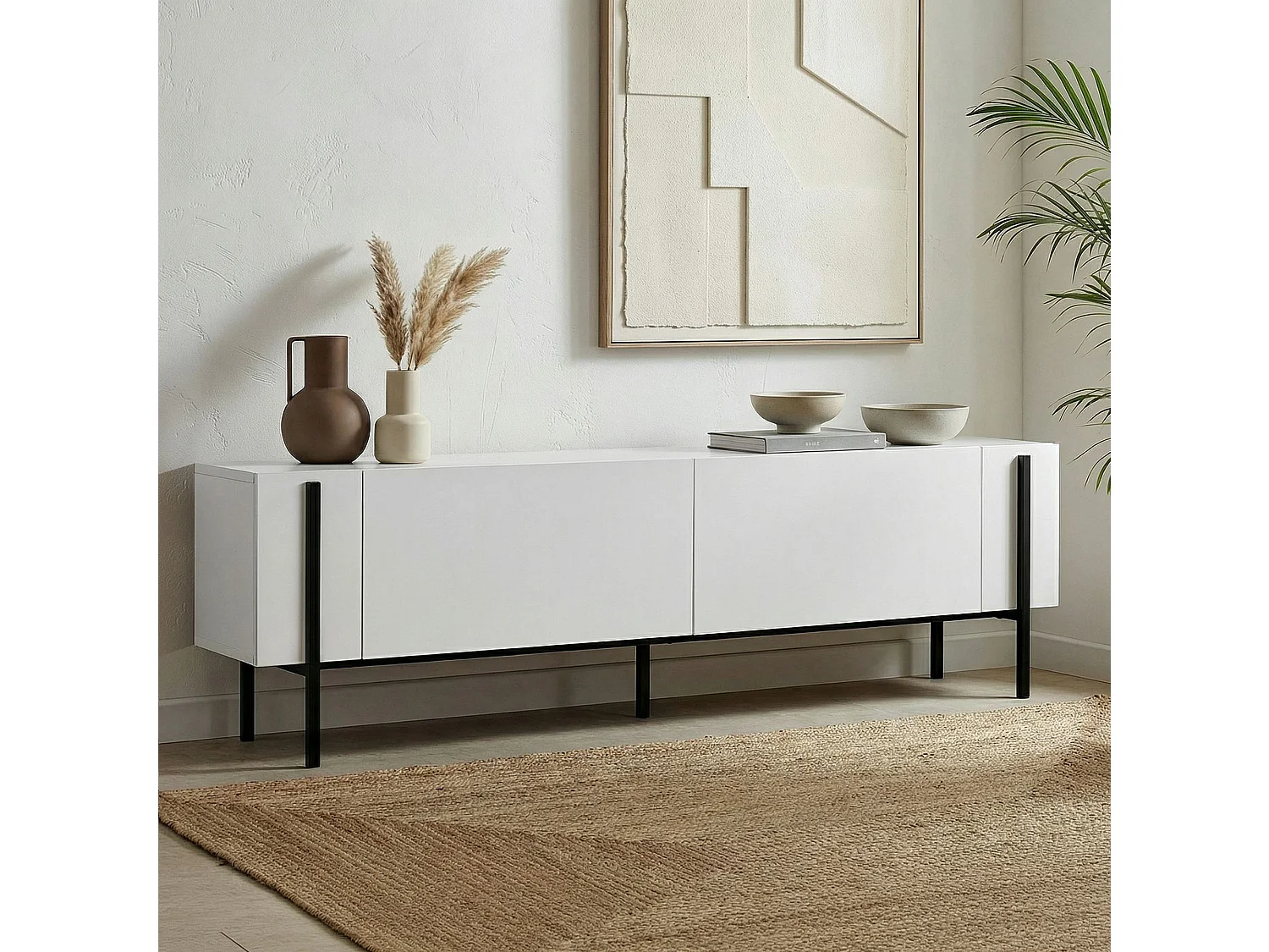 TV-Möbel aus Holz "Nexus" - 180 x 30 x 45 cm - Holz Schwarz / Schwarz