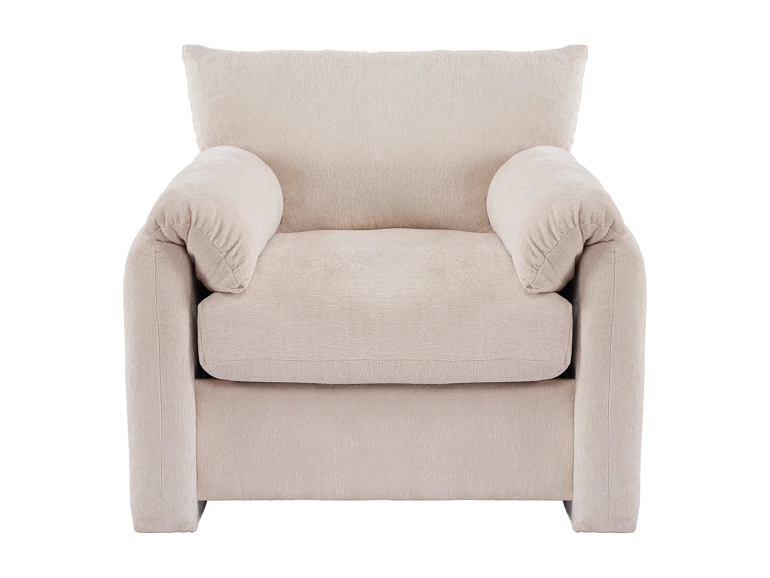Fauteuil canapé 1 place en tissu chenille beige confortable 96x82x84cm