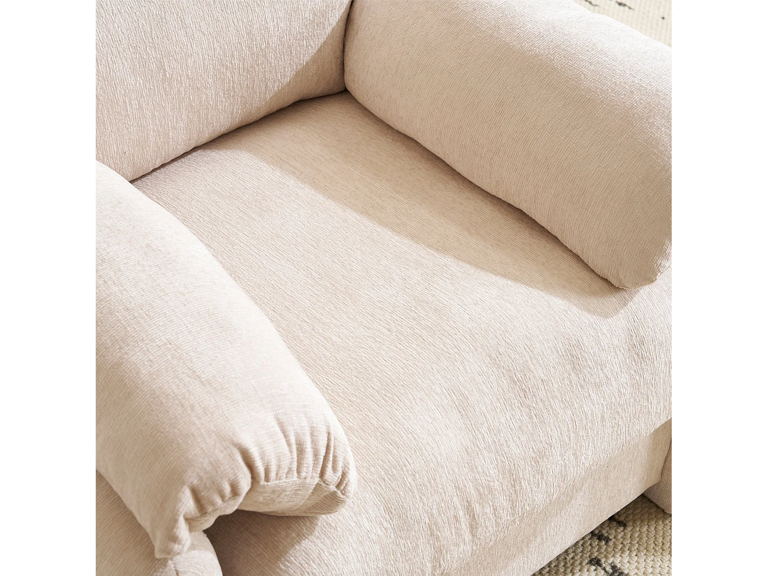 Fauteuil canapé 1 place en tissu chenille beige confortable 96x82x84cm