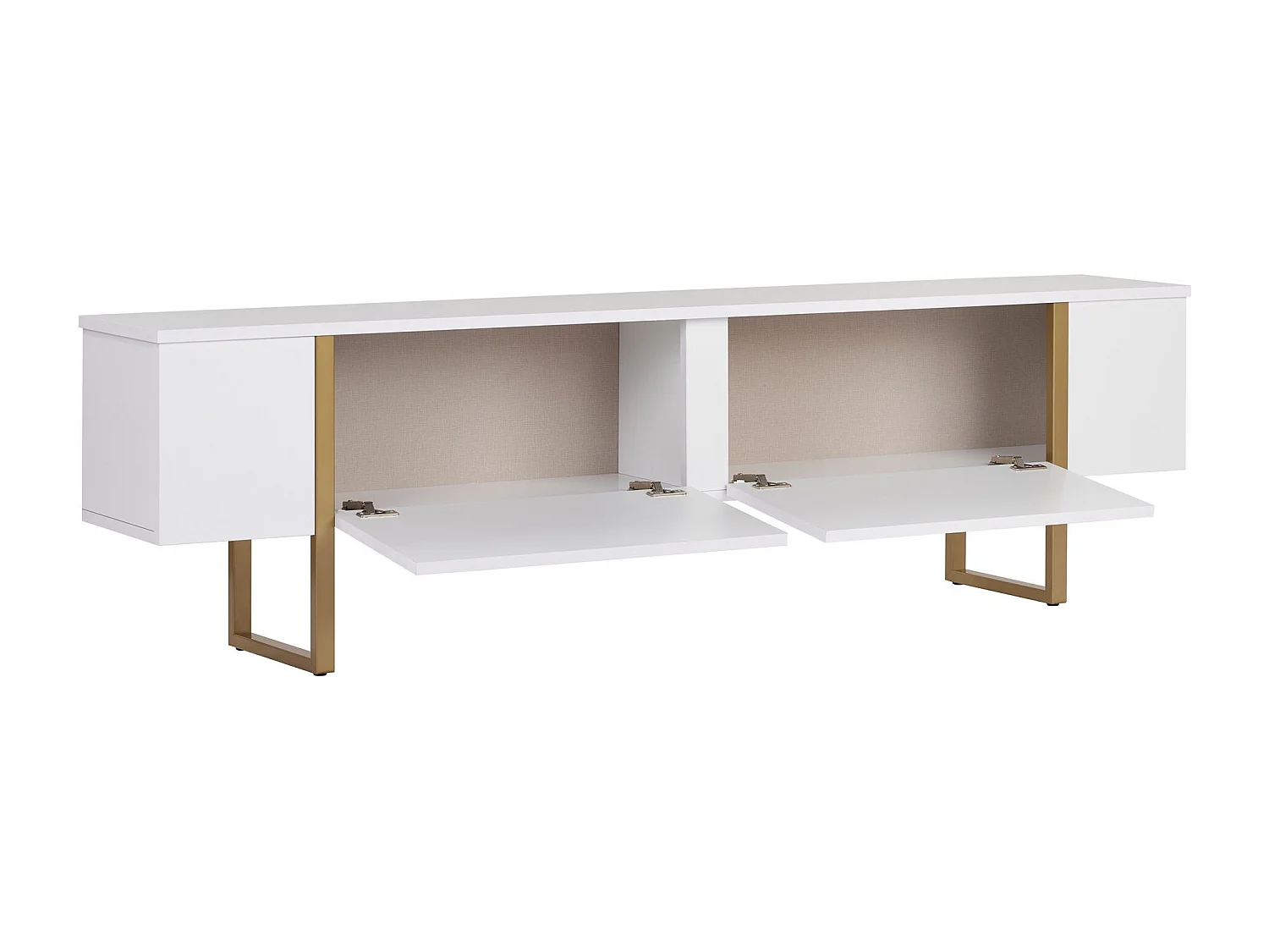 TV-Möbel aus Holz "Onera" - 180 x 30 x 50 cm - Weiß / Gold