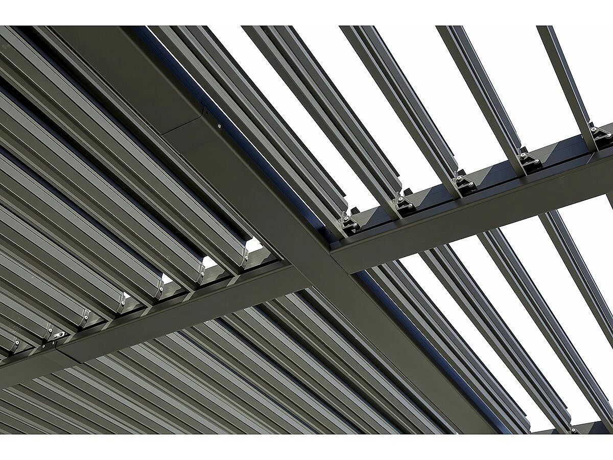 Pérgula bioclimática com toldo de alumínio <<Kensington>> - 3 x 5 m - Cinzento