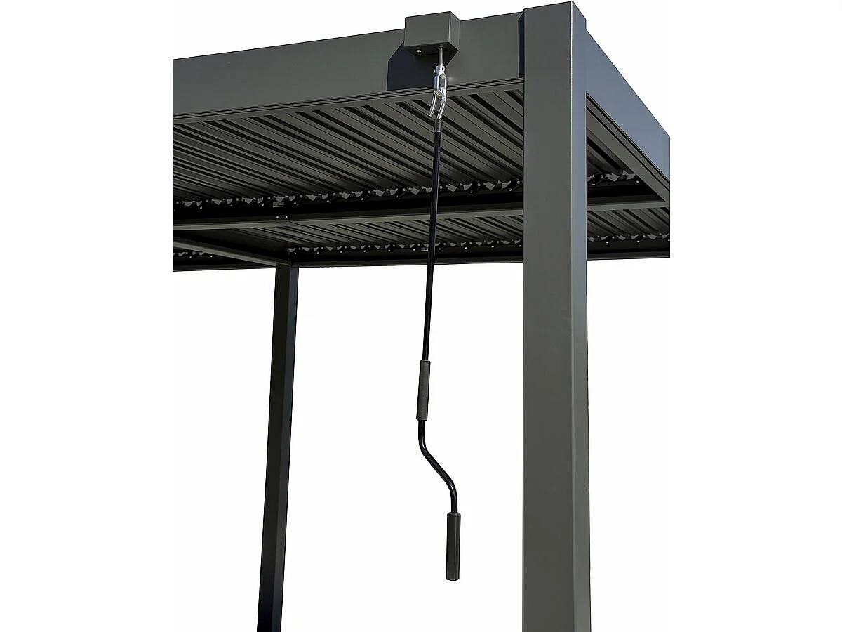 Pérgula bioclimática com toldo de alumínio <<Kensington>> - 3 x 5 m - Cinzento