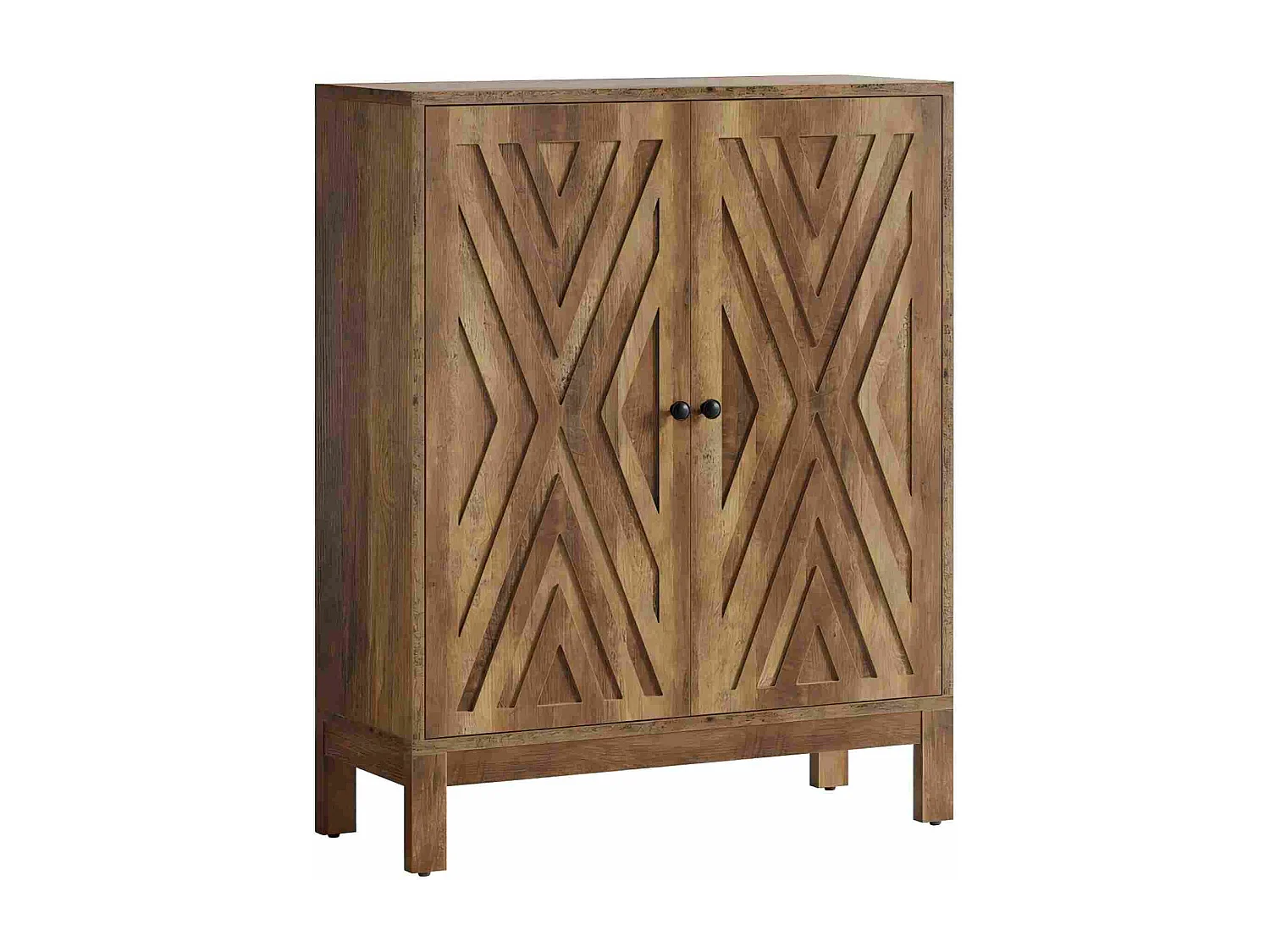 Vaisselier vitrine effet bois 2 tiroirs avec éclairage LED 180cm