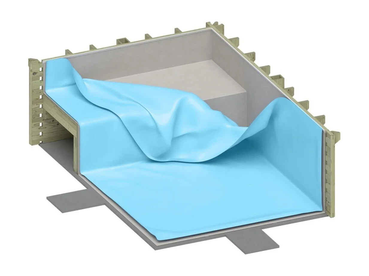 Piscine en bois NEMO 4.3 x 3 - H.1.18 m avec plage, bleu pâle, fixations à sceller - BAS7302OSPI+PLA302 - ALTANKA