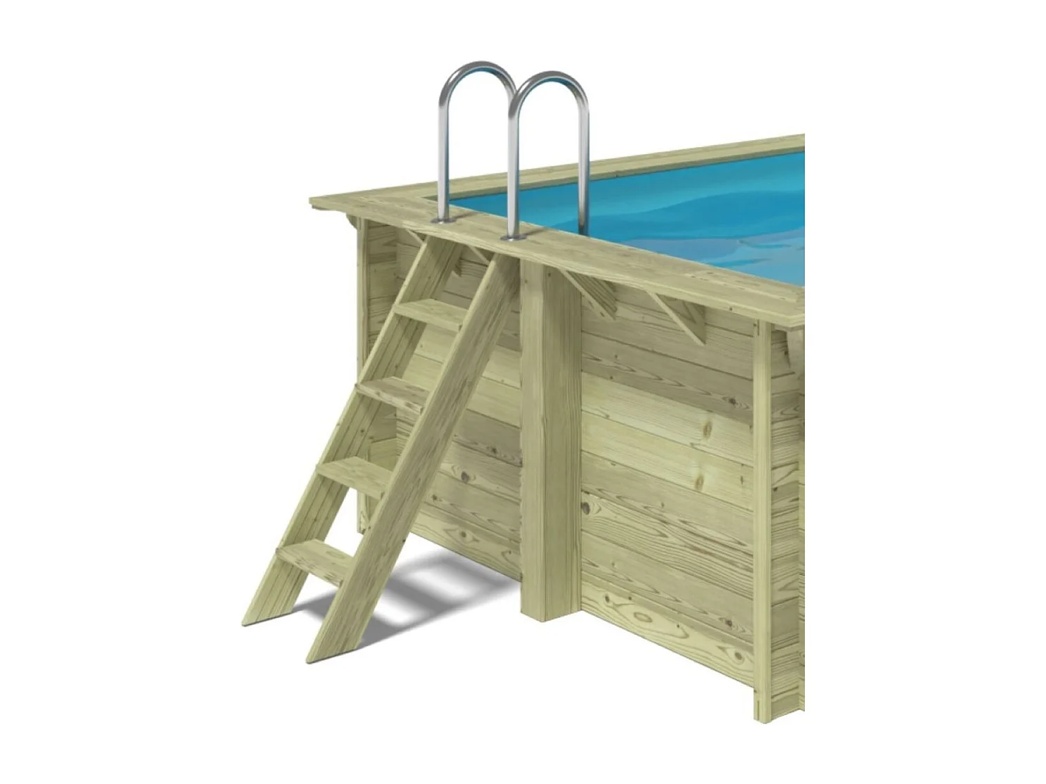 Piscine en bois AQUA 4.65 x 2.85 - H.1.24 m avec plage, sable, fixations à sceller - BAS7306OSPI3+PLA306 - ALTANKA