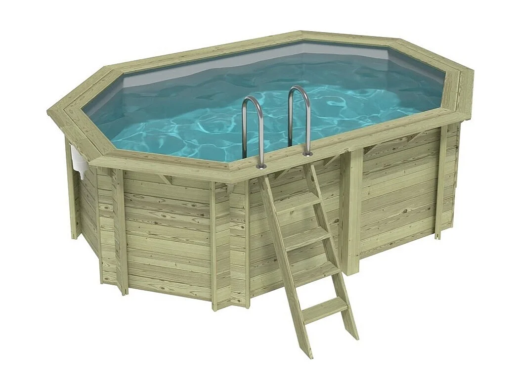 Piscina in legno NEMO 4.3 x 3 - H.1.31 m, grigio, Su telaio - senza cementazione - BAS7303OSPU2 - ALTANKA