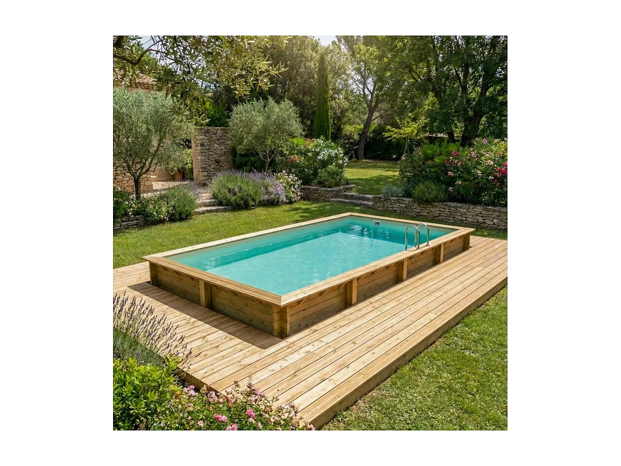Piscine en bois AQUA 8.5 x 4.35 - H.1.45 m, sable, fixations à sceller - BAS7309OSPI3 - ALTANKA