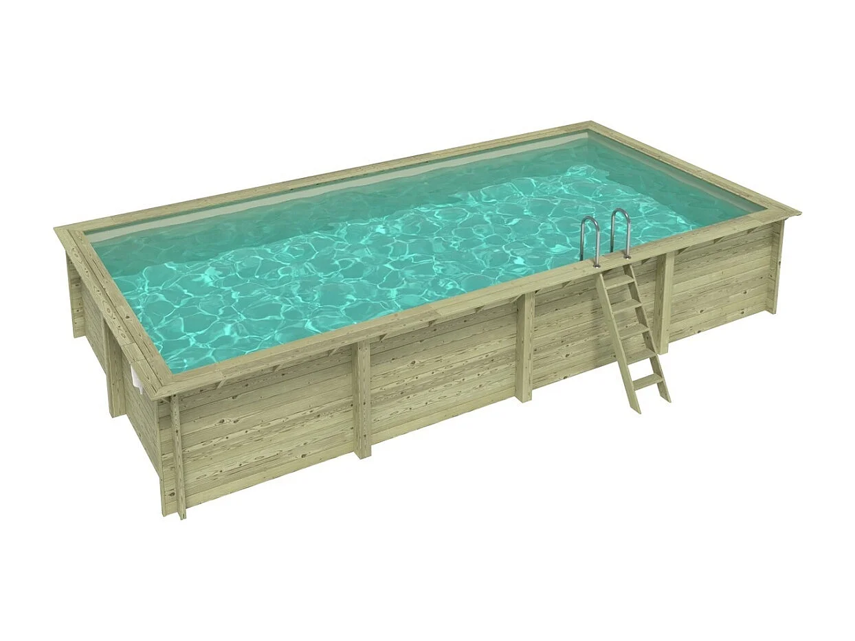 Piscina in legno AQUA 8.5 x 4.35 - H.1.45 m, sabbia, con supporti da cementare - BAS7309OSPI3 - ALTANKA