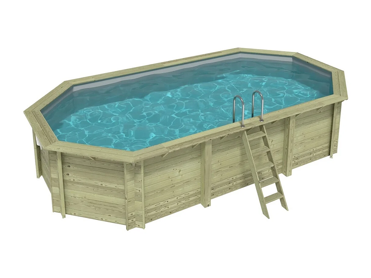 Piscina in legno NEMO 7.3 x 3.97 - H.1.45 m, grigio, Su telaio - senza cementazione - BAS7305OSPU2 - ALTANKA